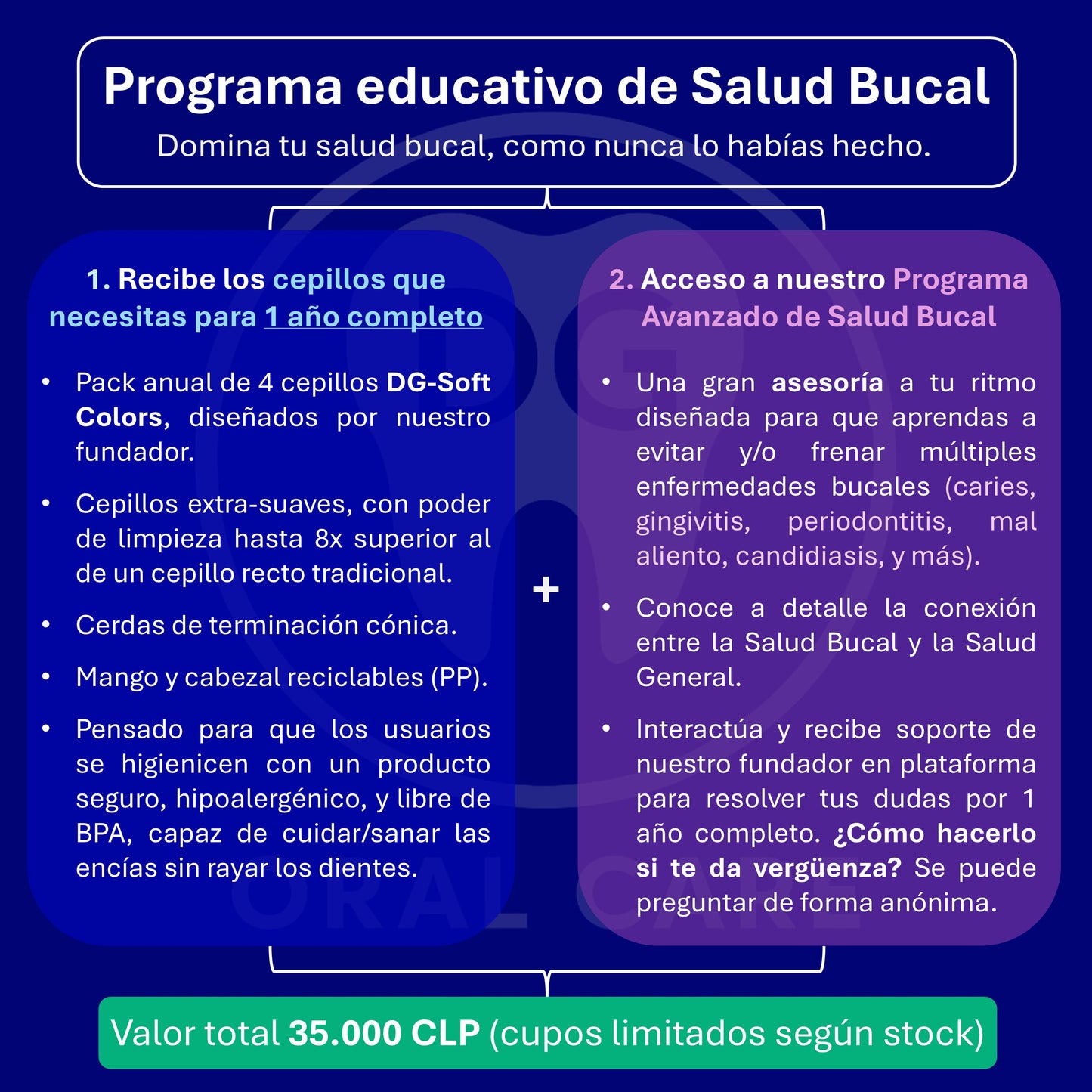Programa educativo completo de Salud Bucal - Sistema para evitar/frenar daño bucal a tiempo.